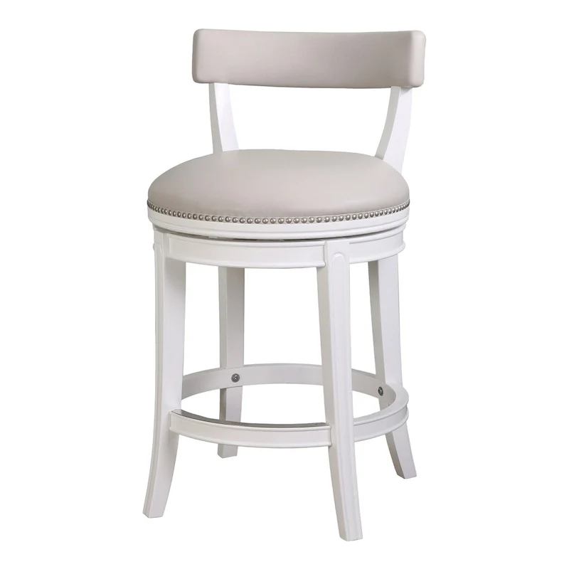 Pasha Wood Swivel Bar Stool with Upholstered Seat and Back