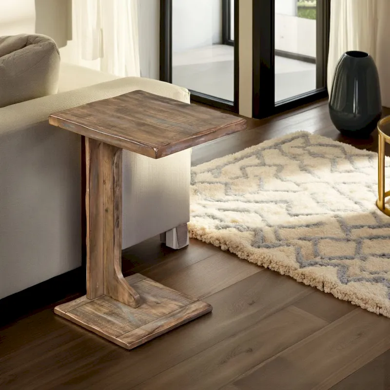 Brown Solid Mahogany Sofa Side C Table – Single