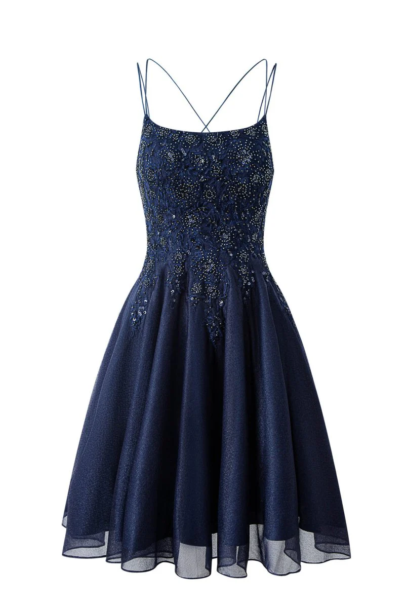 Navy Blue A-line Chiffon Short Homecoming Dress