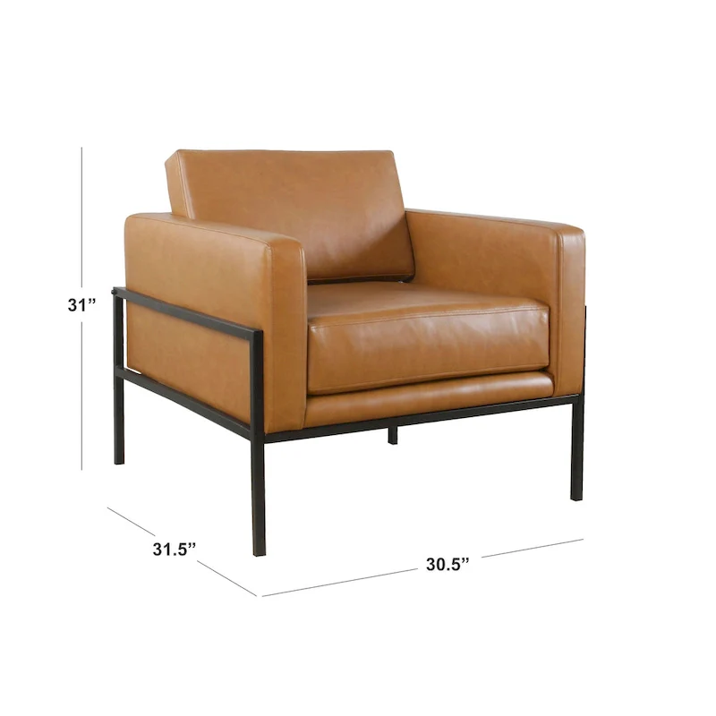 Modern Upholstered Club Chair, Camel/Grey/Blue/Brown, Metal Frame, Single