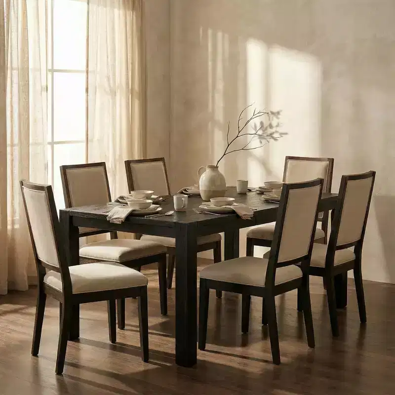 Modern 60 Expandable Dining Table with Hidden Center Leaf, Ash Wood Veneer, Adjustable Feet, Accommodate Seats 68,For Dining Room - Morden Fort