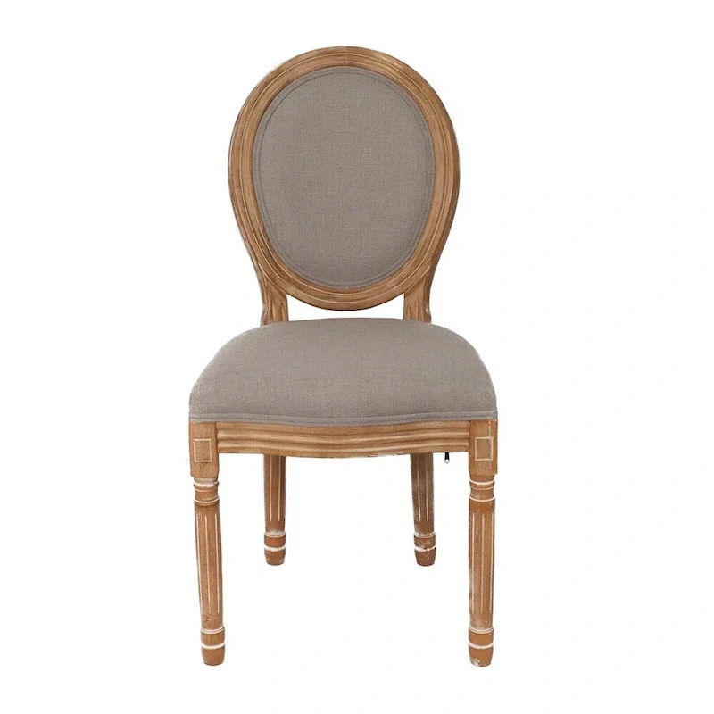 French Country Dining Chairs with Round Back Set of 2,Solid Wood Legs
