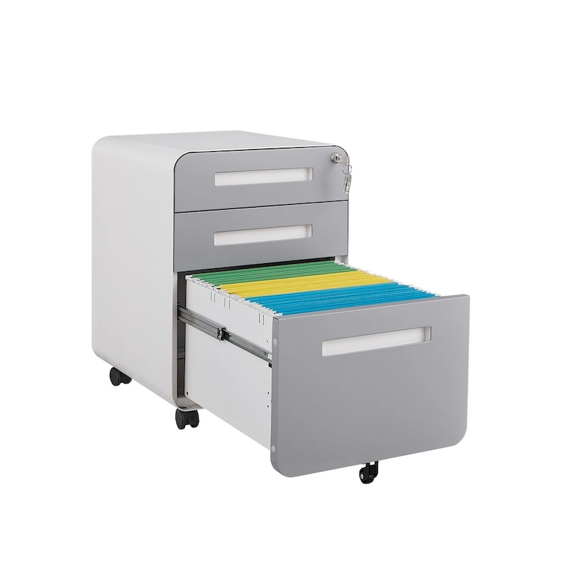 3-Drawer Mobile File Cabinet with 5 Wheel and Lock