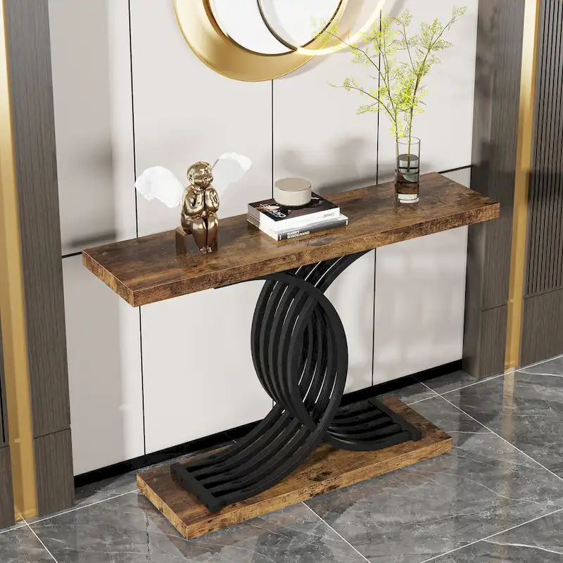 Modern Entryway Table, 39-Inch Console Accent Table, Narrow Wood Sofa Foyer Table