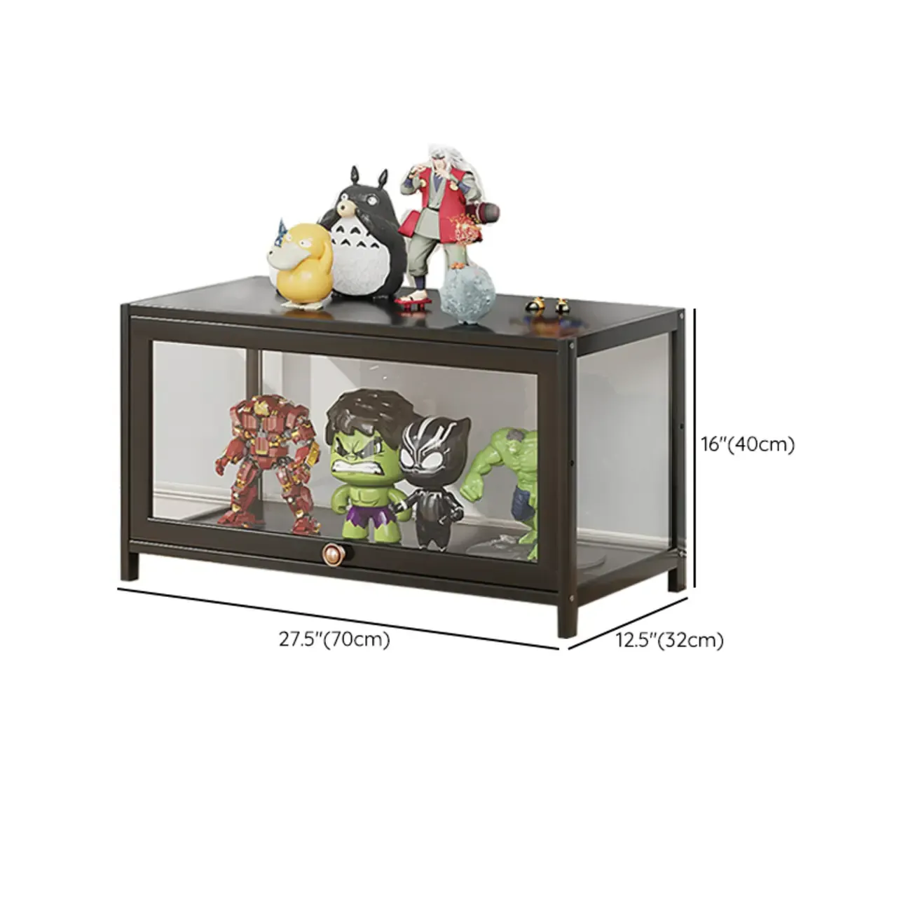 Simple Flip-up Black Clear Glass Cabinet