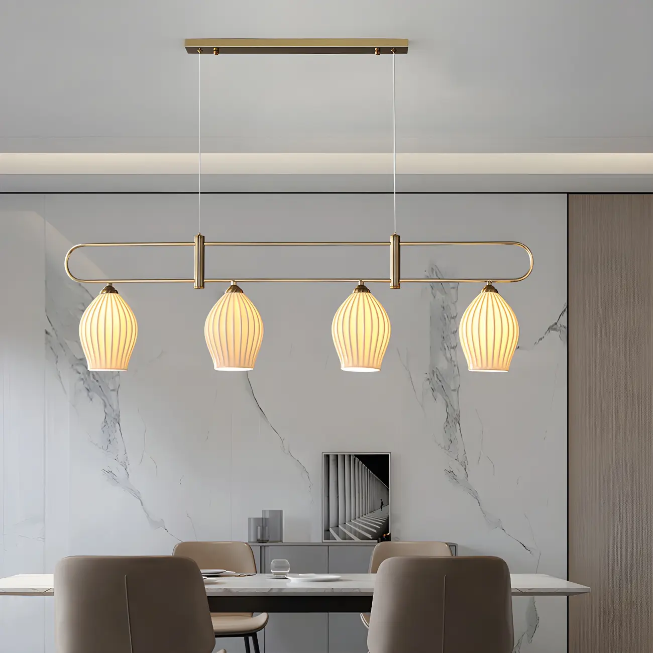 Simple Modern Ceramic Multi-Light Island Pendant Light