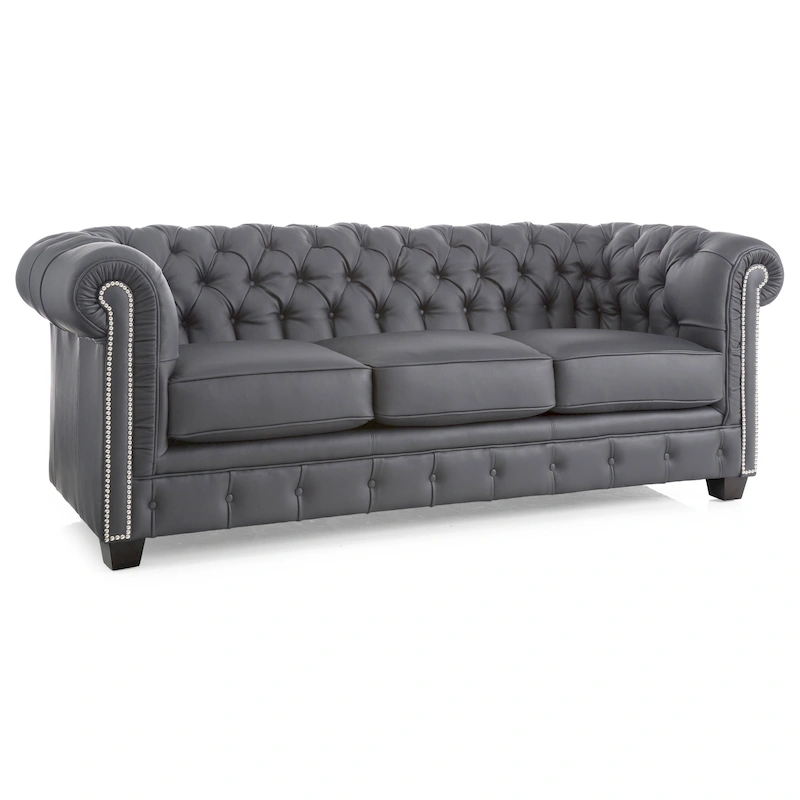 Hancock Tufted Top Grain Italian Leather Chesterfield Sofa - 31  H x 86  W x 40  D