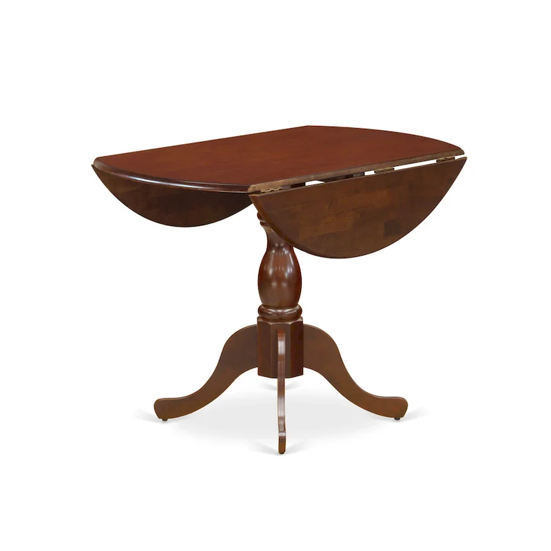 East West Furniture Dublin Modern Kitchen Table - a Round Dining Table Top with Dropleaf & Pedestal Base, (Finish Option)