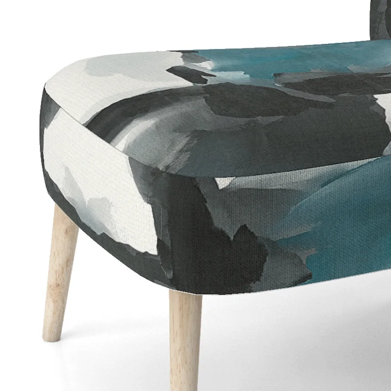 Geometric Black And Teal IV Upholstered Accent Chair