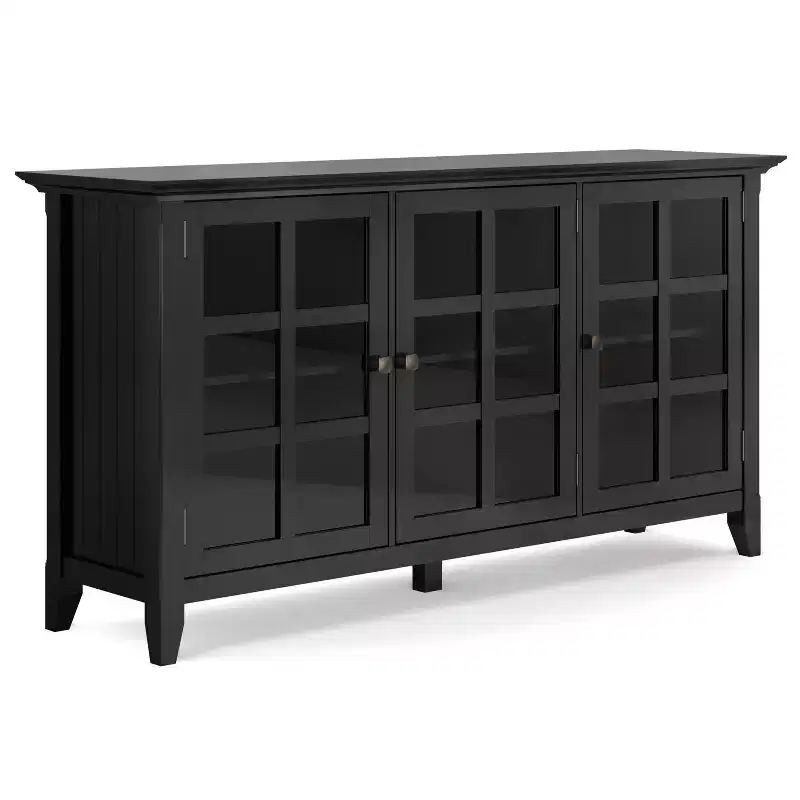 HomeStock 34 in H and 62 in.W Wood Utility Storage Cabinets with 3 -Doors and 3 Shelves