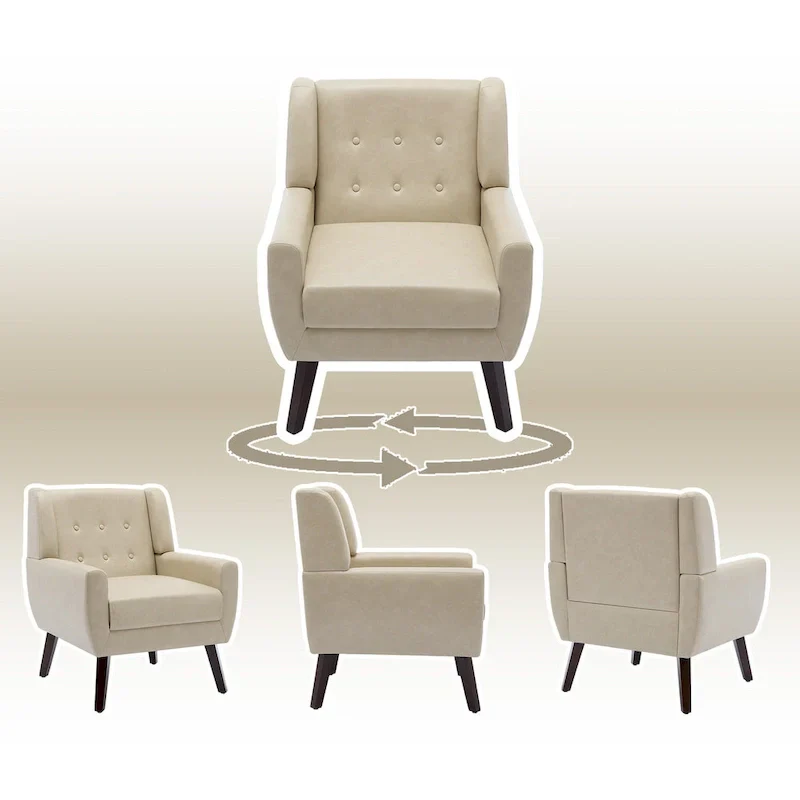 PU Leather Accent Chair Living Room Upholstered Armchair