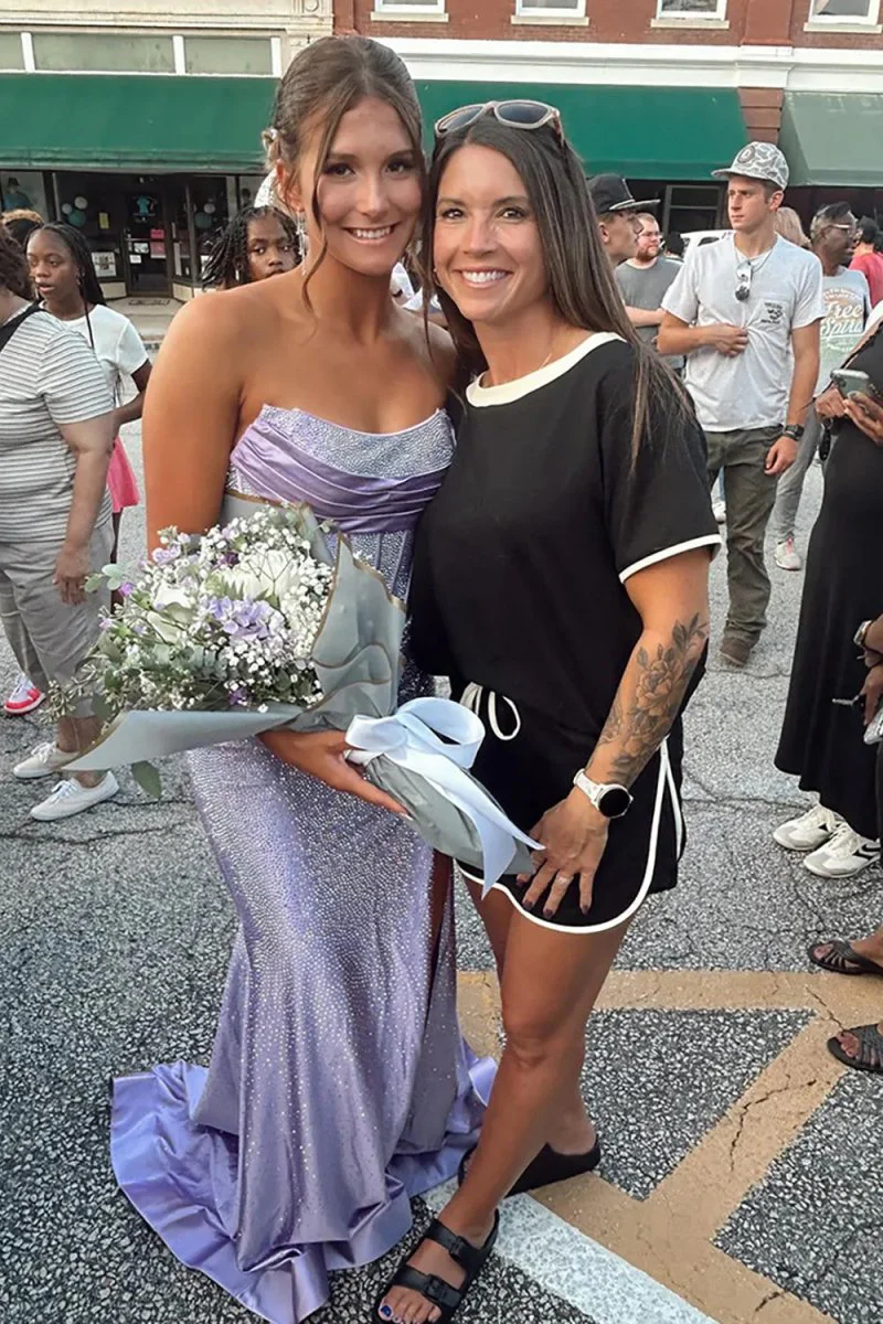 Sky Blue Strapless Satin Beaded Mermaid Long Prom Dresses With Slit