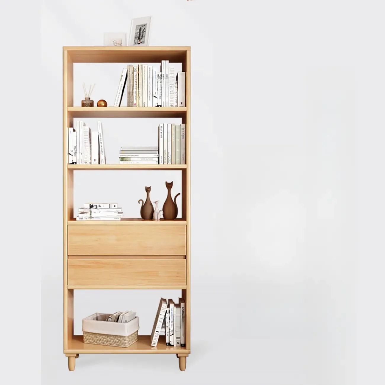 67 H Versatile 2 Drawers Open Back Wood Bookcase Shelf