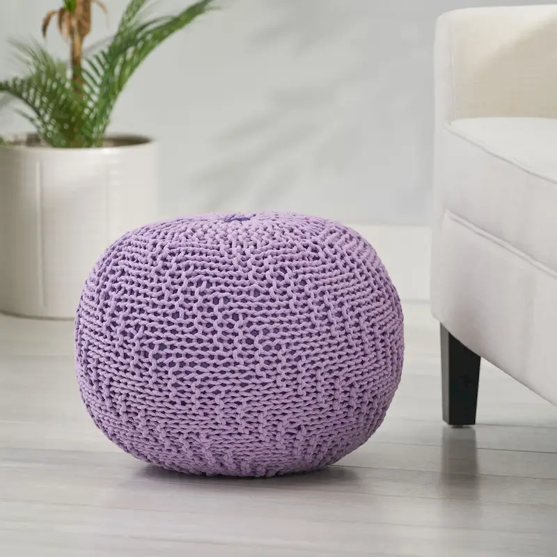Hershel Knitted Cotton Pouf by Christopher Knight Home