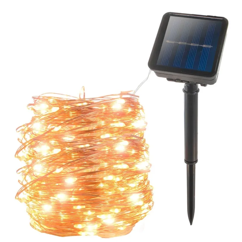 200 LED Solar Powered Copper Wire String Led Strip Fairy Garland Outdoor Light