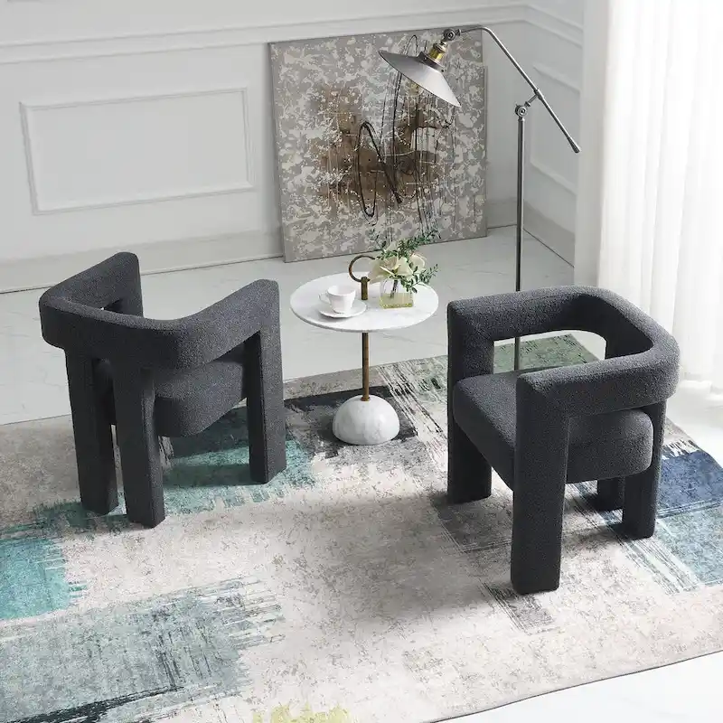 KINWELL 24 Wide Boucle Upholstered Armchair (Set of 2)