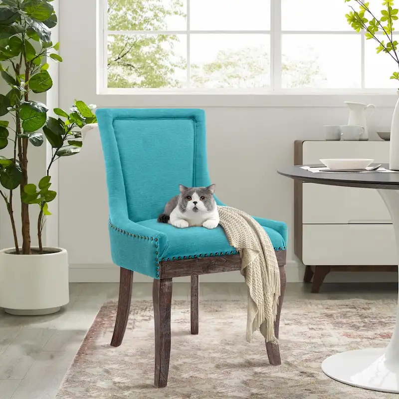 Traditional Tufted Ultra Upholstered Wingback Dining Chair Set of 2