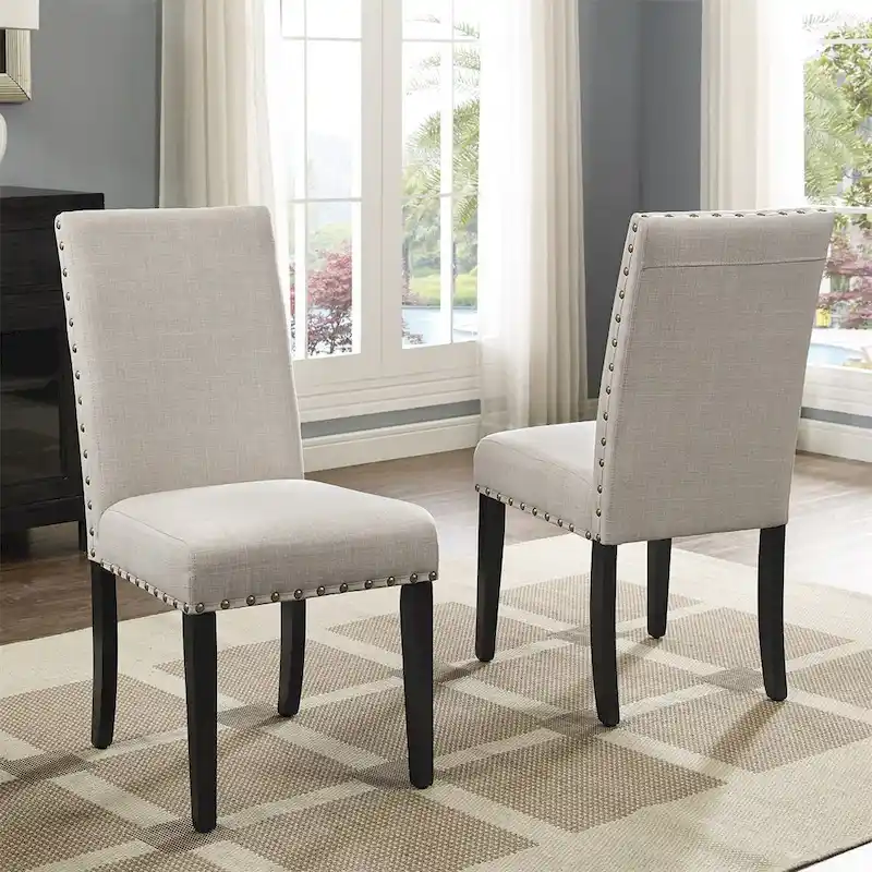 Fabric Dining Chairs with Nailhead Trim,Set of 2