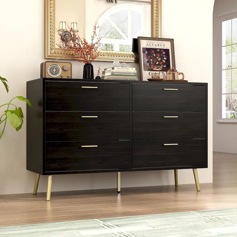 6-Drawer Dresser, Dark Brown / White, Single-User Bedroom Storage