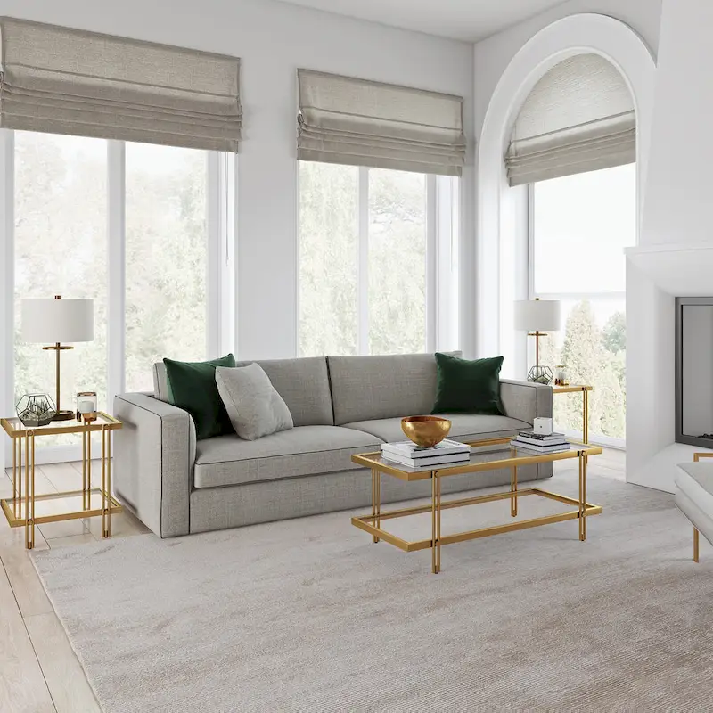 Brass / Blackened Bronze / Brass Walnut Geometric Steel & Glass Side Table – Single