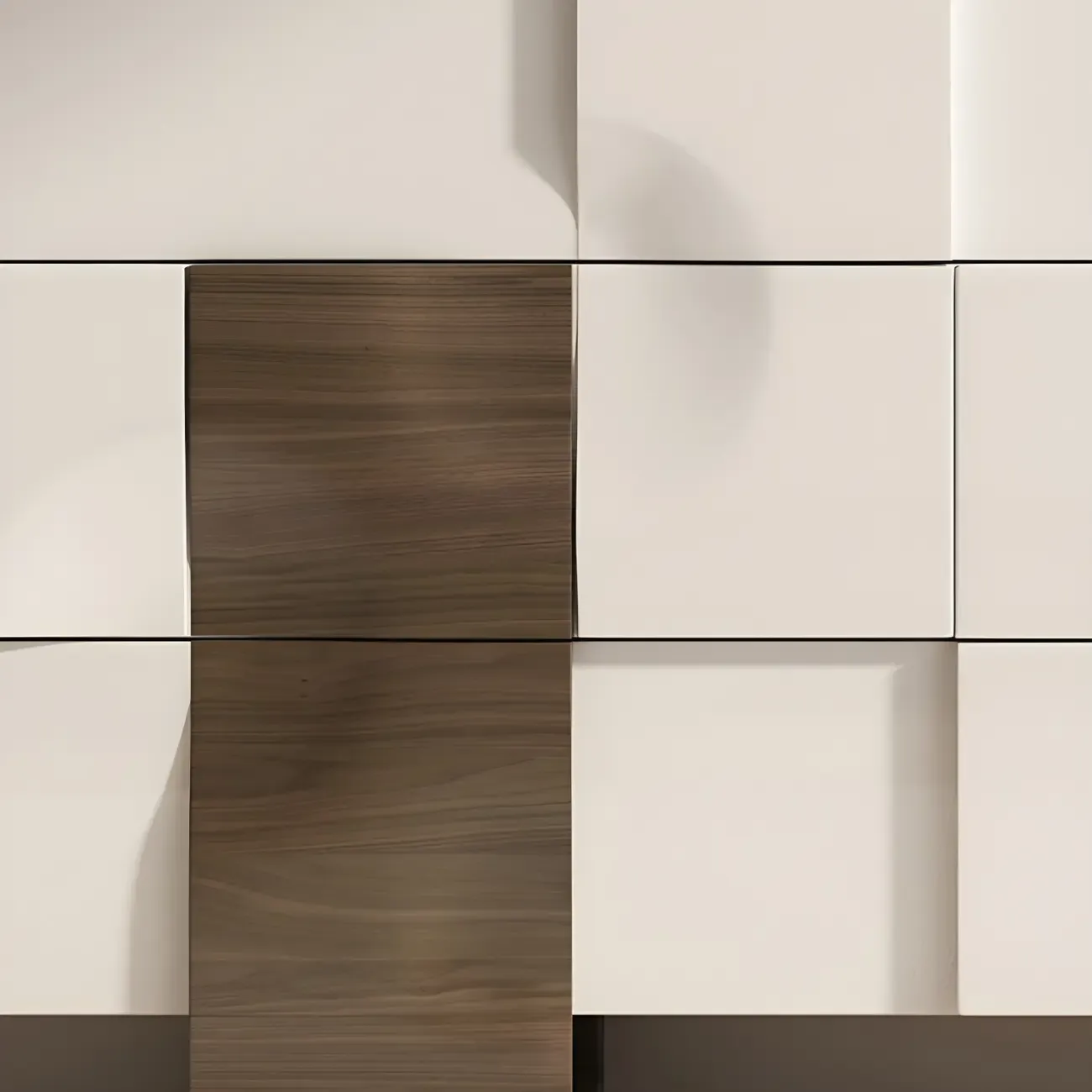 Unique White Wooden Dresser with Irregular Surface