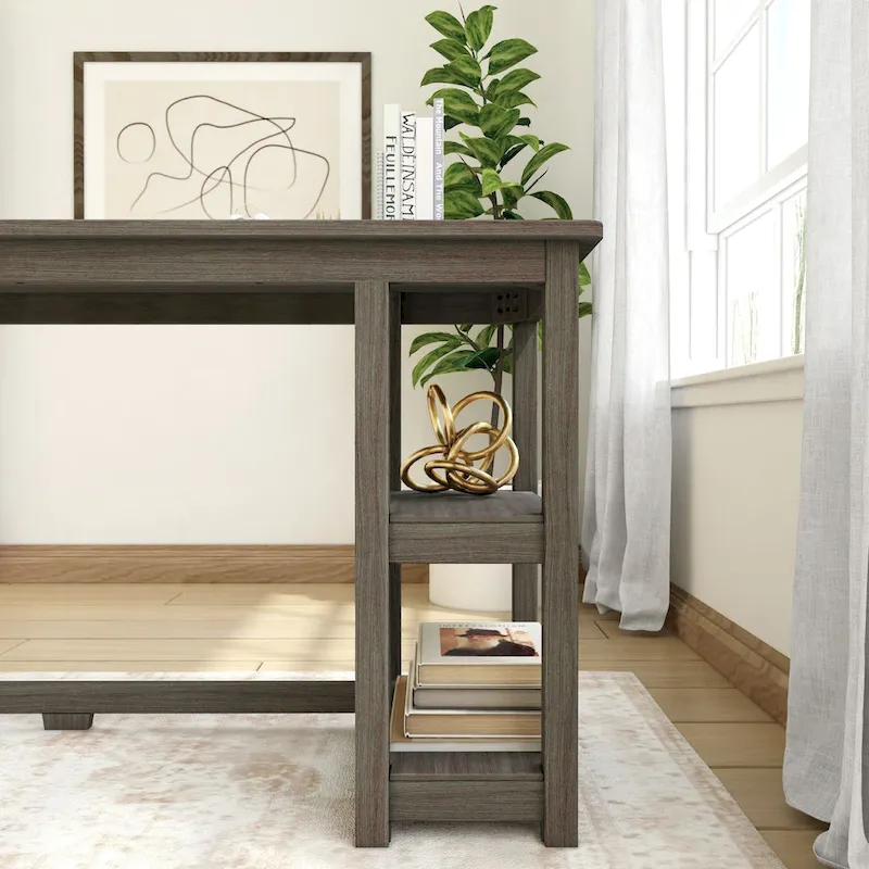 Plank and Beam Desk with Bookshelves
