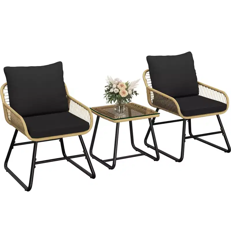 Yaheetech Set of 3 Patio Bistro Set with Cushions & Pillows for Balcony, Porch, Backyard