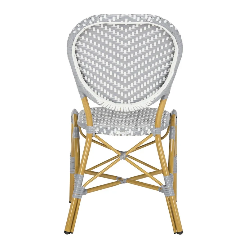 SAFAVIEH Lisbeth Parisian Bistro Stacking Navy/ White Side Chair (Set of 2) - 19W x 25D x 35H