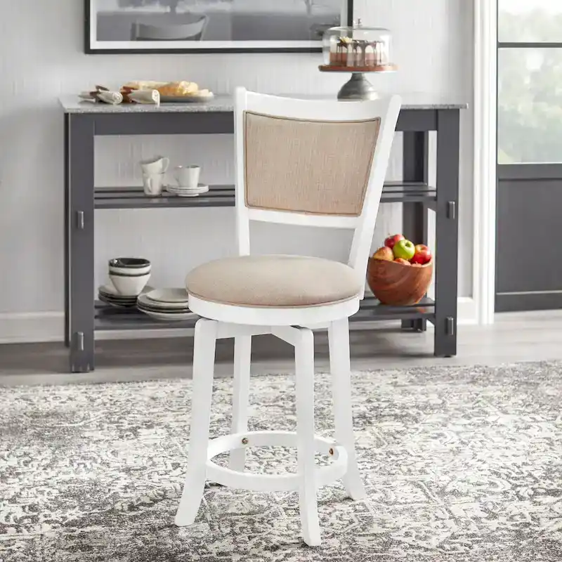 Weathered Grey / Rustic Brown / Weathered White French Country Swivel Counter Stool, 1-Seat