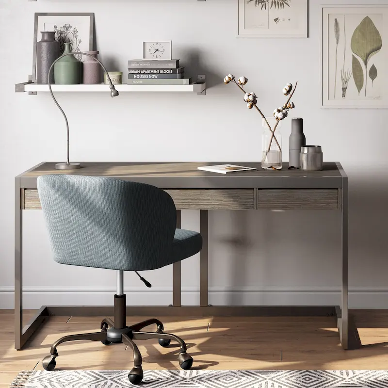 Solid Acacia Wood Industrial Office Desk
