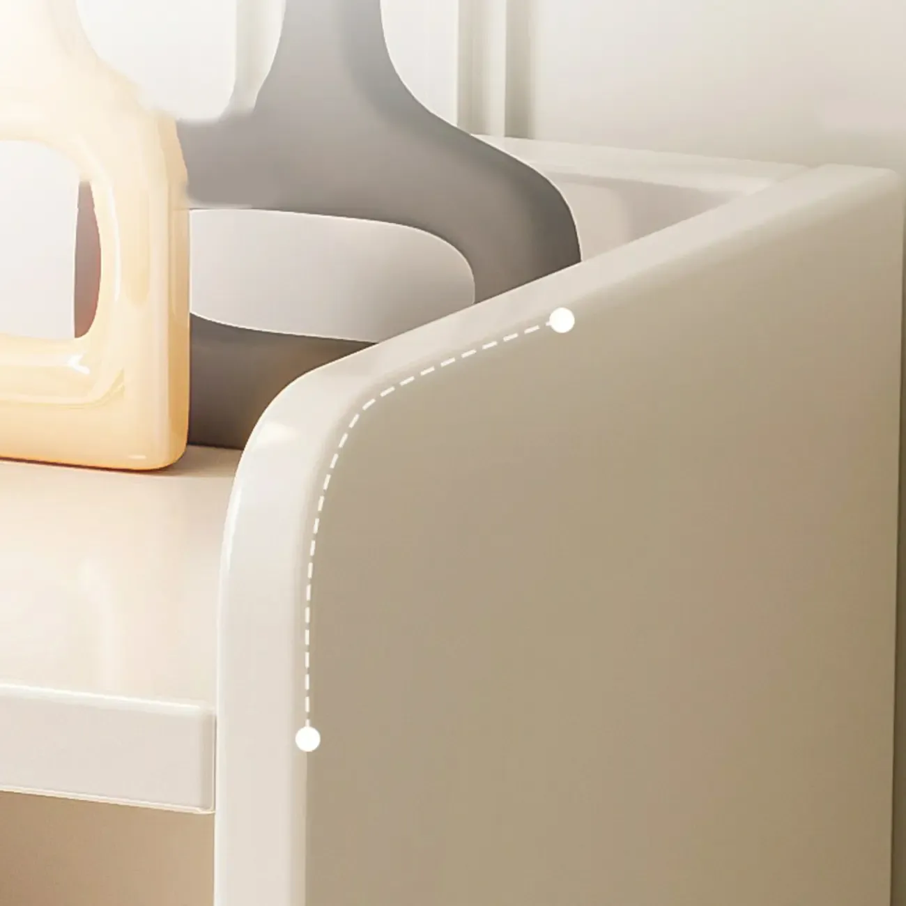 Smart Versatile White Wood Nightstand with Fingerprint Lock
