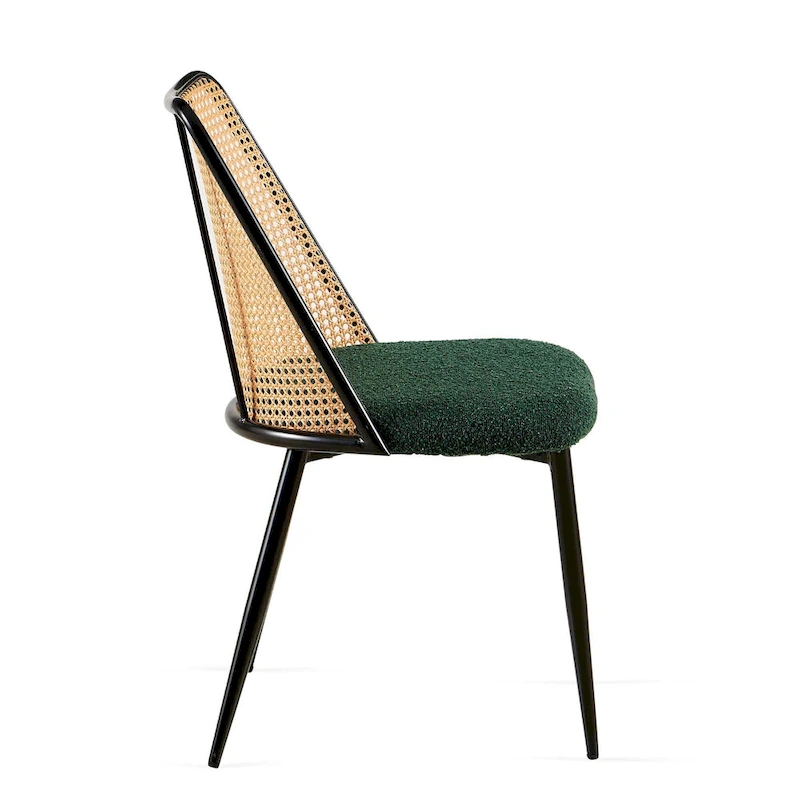 Dining Chairs Set of 4,Boucle Chairs with Natural Cane Back