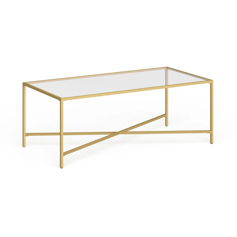 Glass Top Coffee Table with Steel Frame