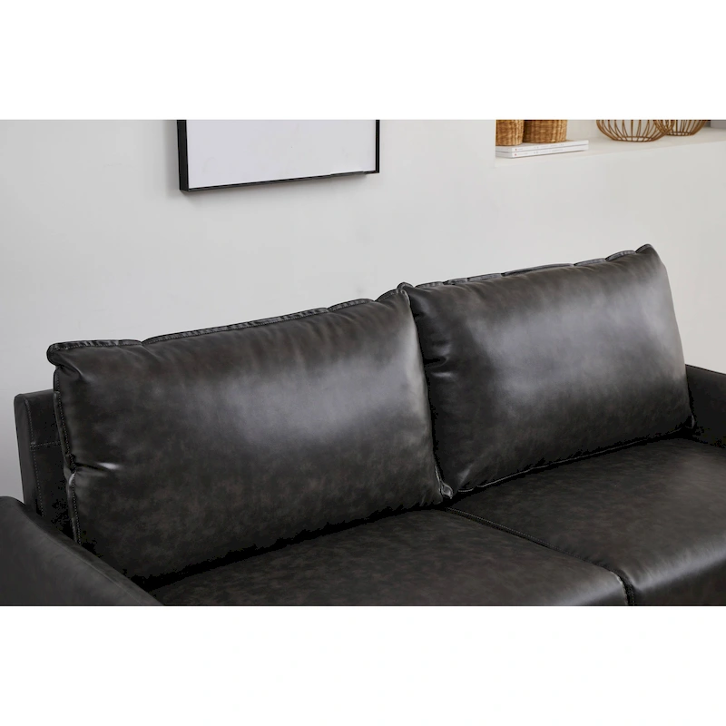 Faux leather 70 Square Arm Sofa