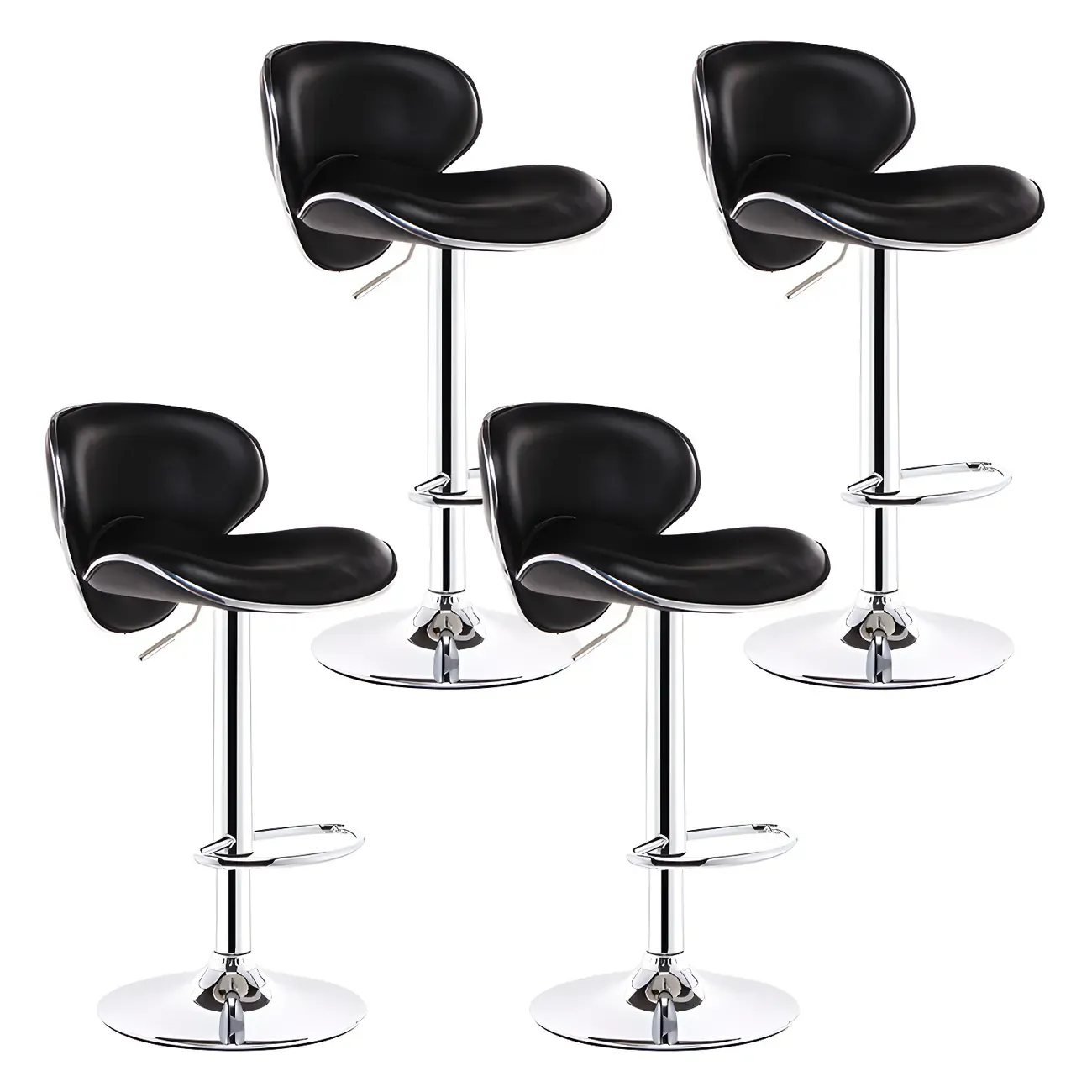 360° Swivel Faux Leather Bar Stools Adjustable Height Bucket Seat