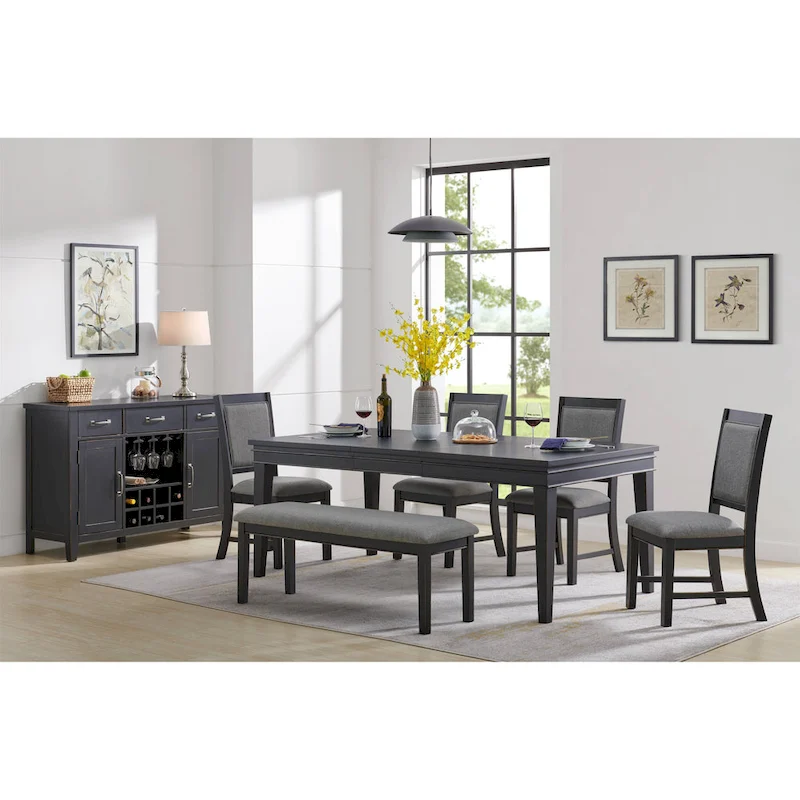 Extendable Dining Table - Antique White & Grey - Seats 6