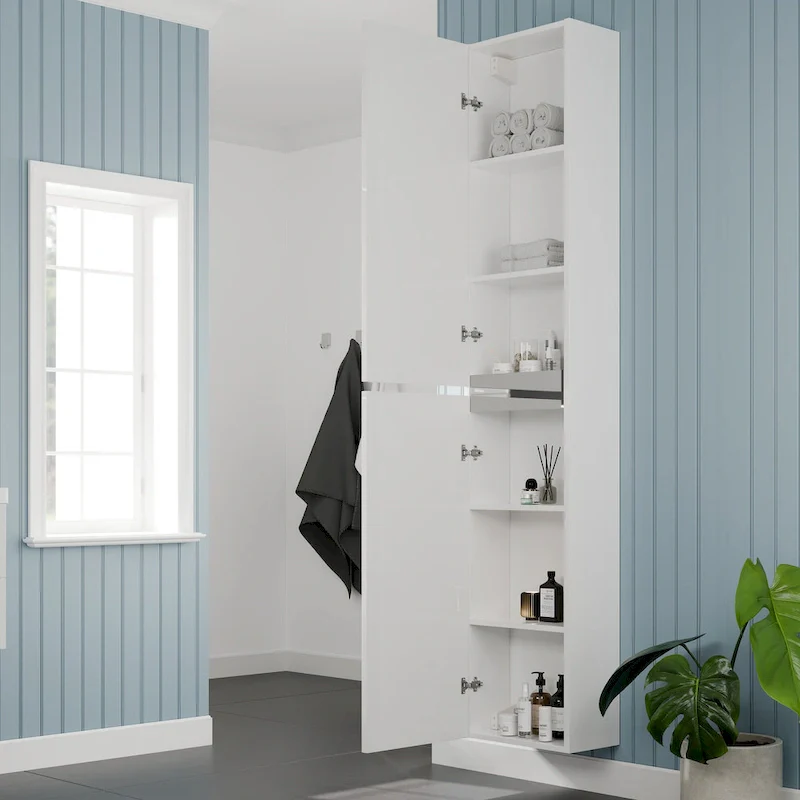 Eviva Olivia 14 in-W x 70 in-H Glossy White Freestanding Linen Cabinet