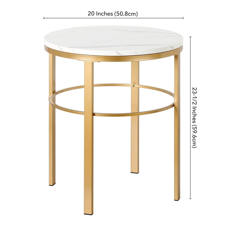Gaia 20 Wide Round Side Table with Faux Marble Top