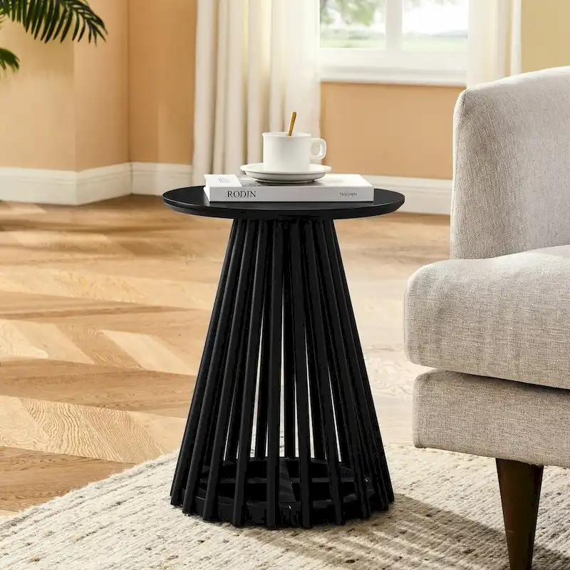 Round Dining Table Set with White Faux Leather Parson Chairs, Multiple Piece Options