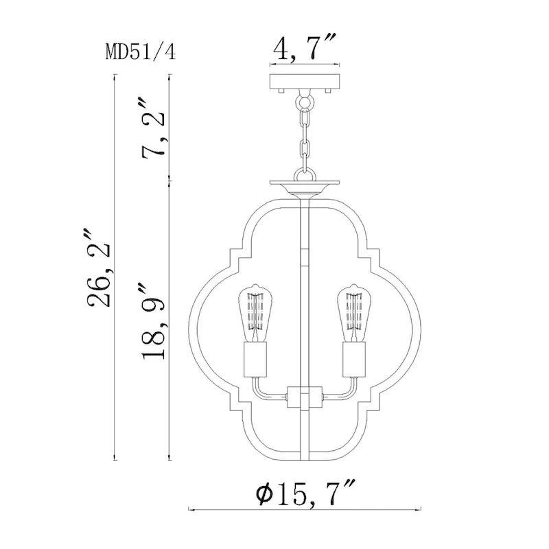 Ason 16 Inch Imitation Wood Grain Finish Pendant 4-Light