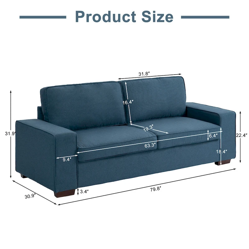 80  Modern Loveseat Couch 3 Seater Sofa