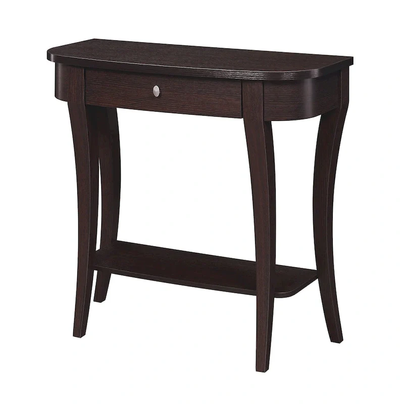 Espresso / Mahogany / Black | 1-Drawer Console Table with Bottom Shelf | 36