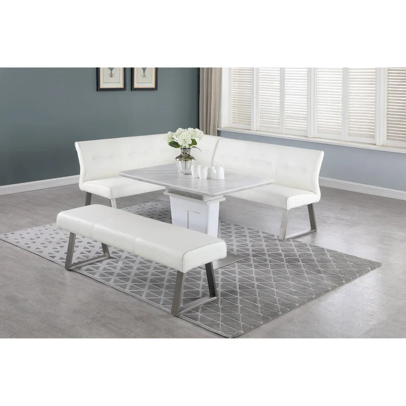Marbleized Melamine Dining Set with Nook & Bench, Space-Saving Kitchen Breakfast Set