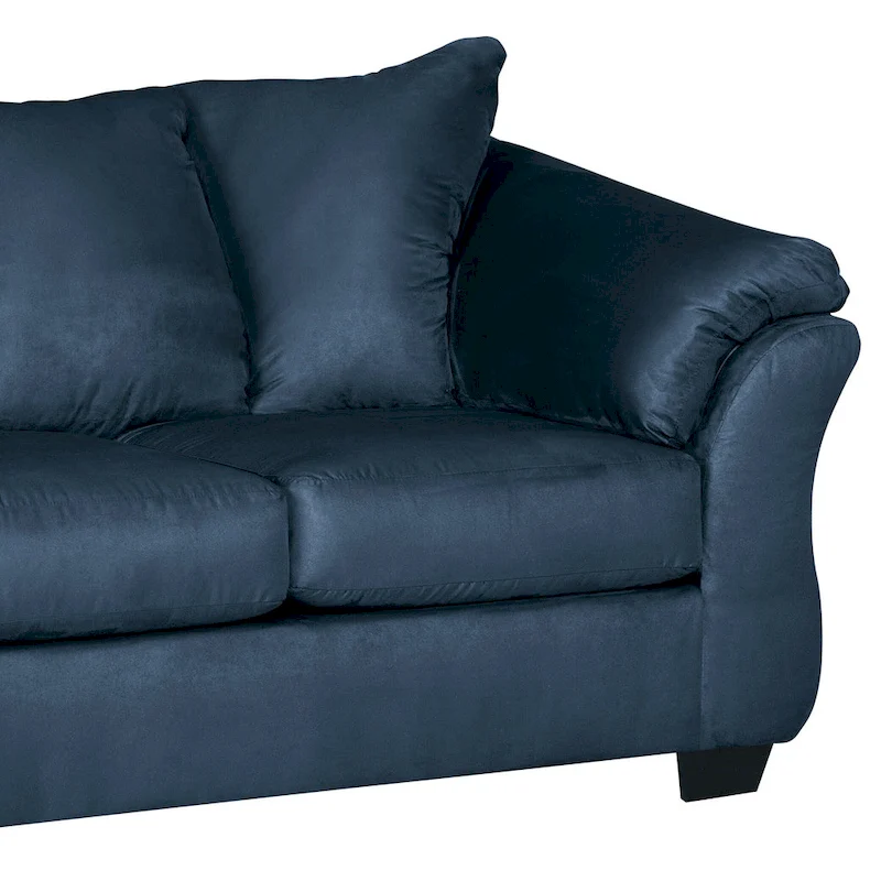 Roundhill Furniture Aruca Navy Blue Microfiber Pillow Back Loveseat