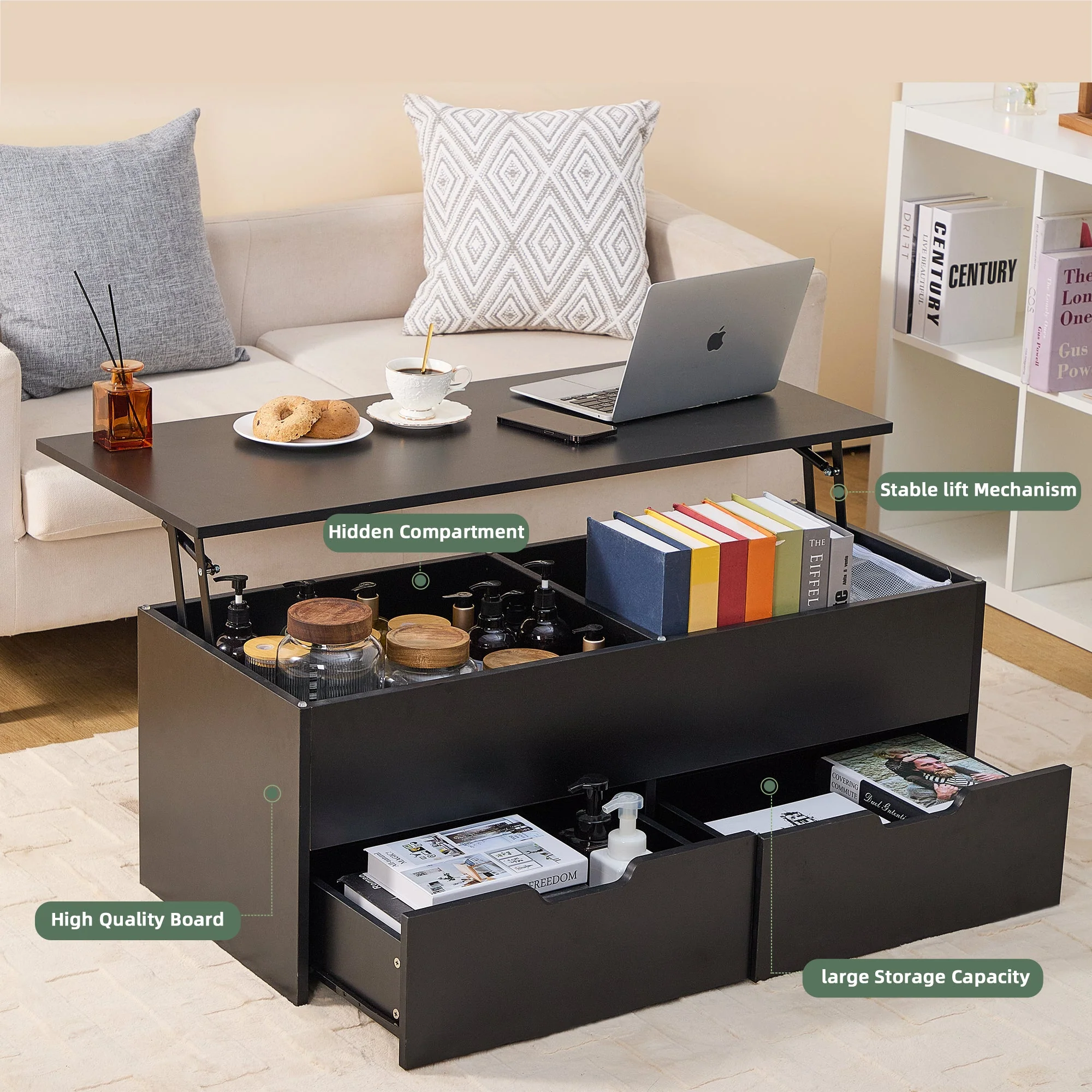 Walker Edison | Lift-Top Coffee Table with Storage