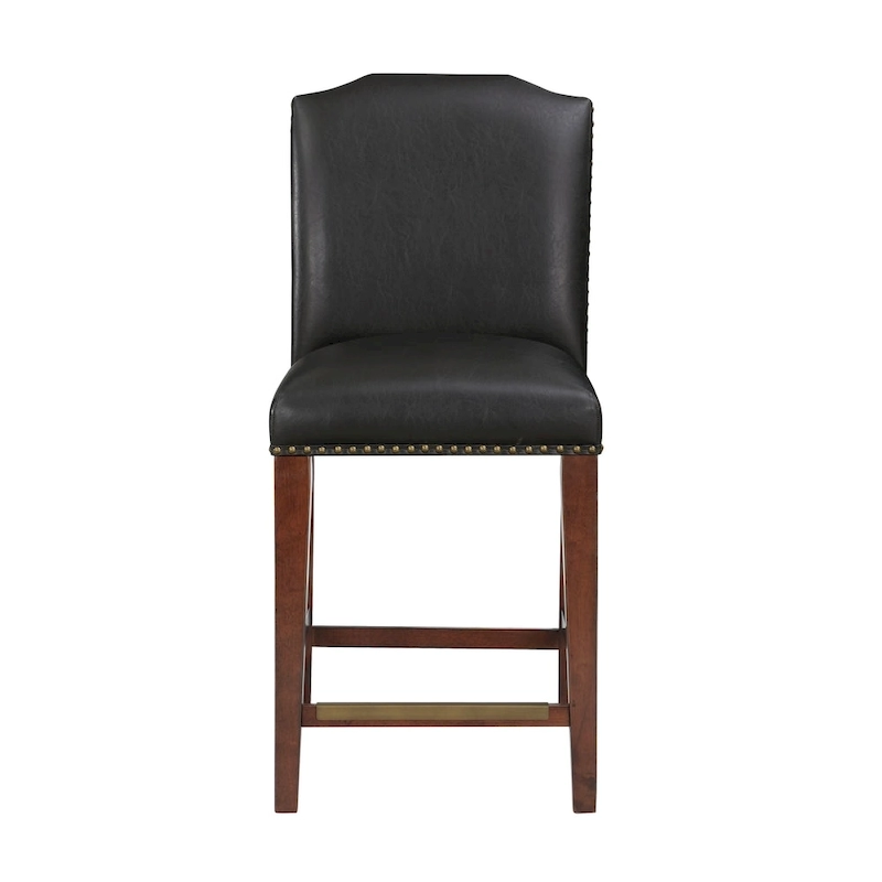 Britton Stationary Faux Leather Counter Stool with Nail Heads by Greyson Living