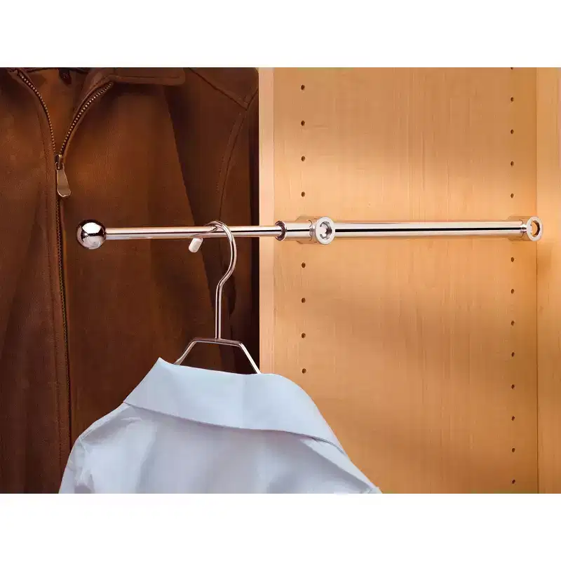 Rev-A-Shelf 12 Pull Out Valet Rod for Closet Organization, Extendable Sliding Clothes Storage Hanging Rack w/ Hardware, Chrome, CVR-12-CR (2 Pack)