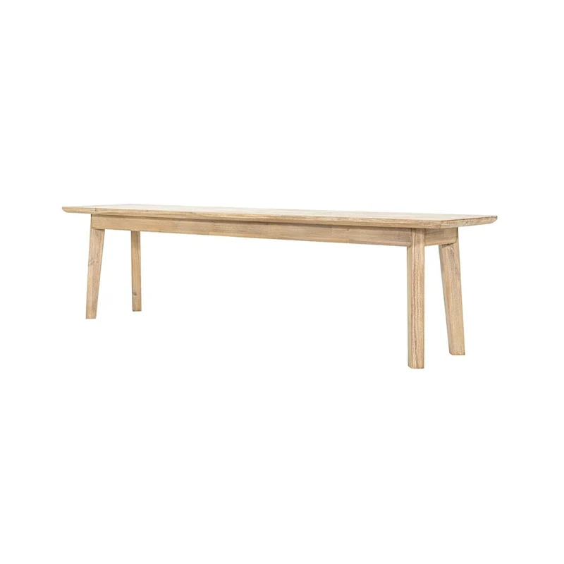 Light Brown & Grey Acacia Wood Bench, Steel Brushed, Seats 2–3