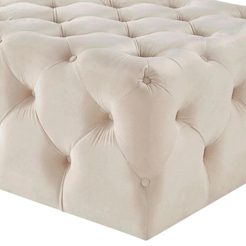Rectangular Tufted Ottoman with Casters