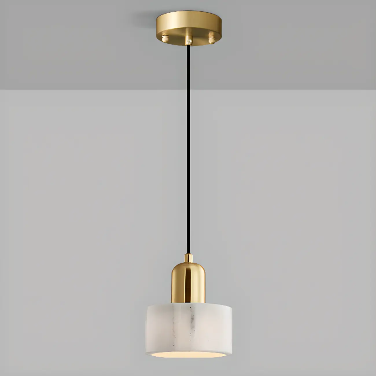 Modern Green Stone Cylinder Black Hanging Pendant Light